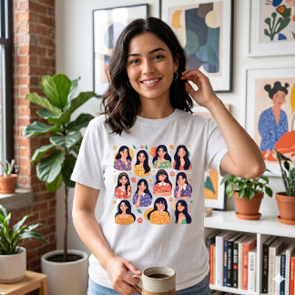 Colorful Folk Art Aesthetic Women Portraits Tri-Blend Shirt