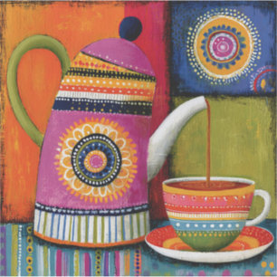 Colorful folk art teapot