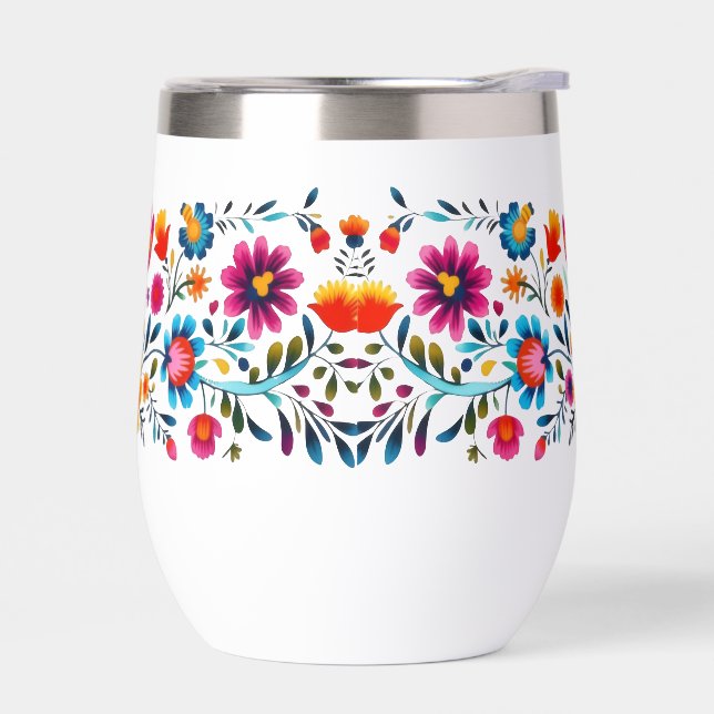 Colorful Folk Floral Tumbler (Left)