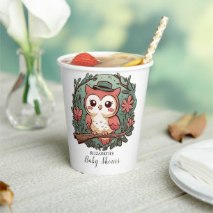 Colorful Forest Owl Baby Shower Paper Cups