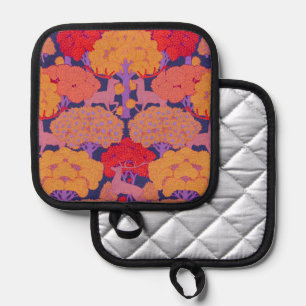 Colorful forest pattern background, seamless pot holder