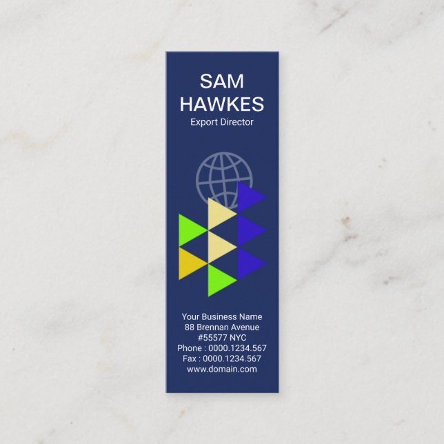 Colorful Forward Triangles Global Import Export Mini Business Card (Front)
