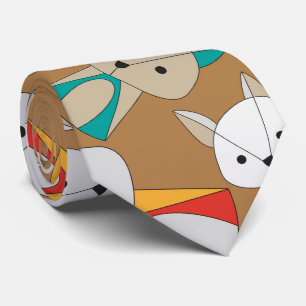 Colorful Fox Cartoon Tie