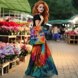 Colorful Fractal Art Tote Bag Solar Drift