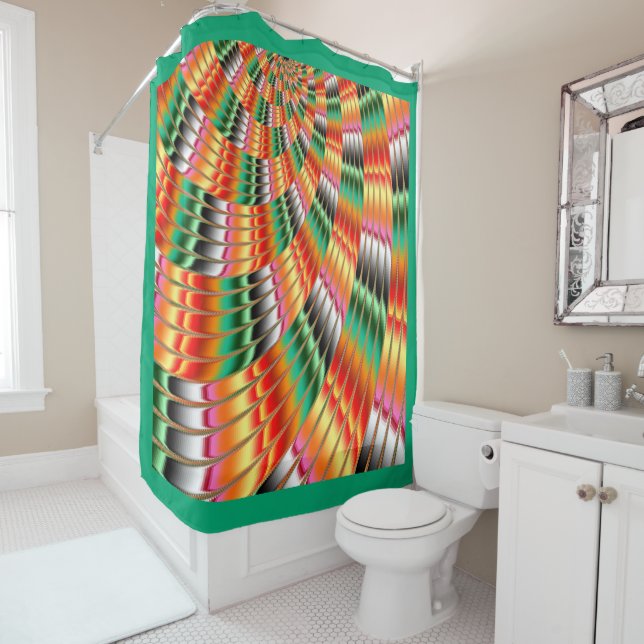 Colorful Fractal Pearls Spiral Shower Curtain (In Situ)