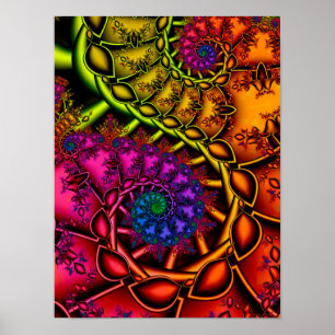 Colorful Fractal Spirals Poster