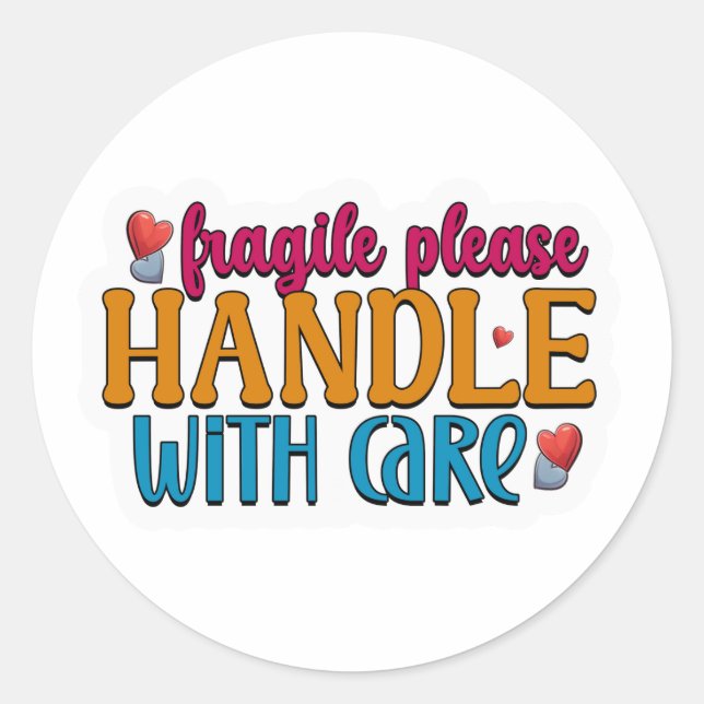 Colorful Fragile Handle With Care Stickers  (Front)