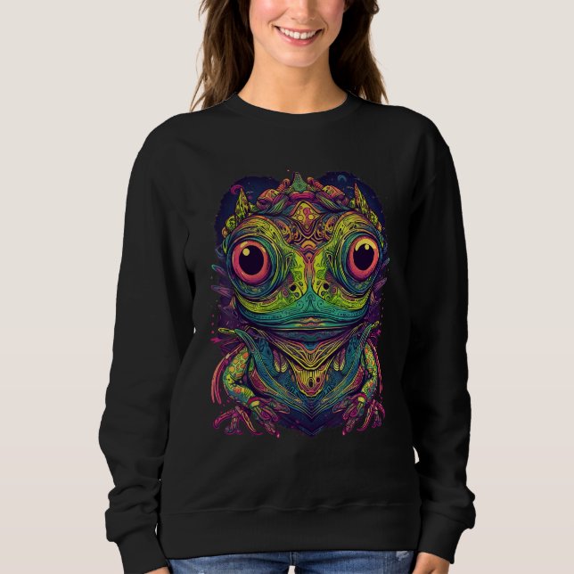 Colorful Frog Psychedelic Trippy Hippie Men Women  Sweatshirt (Front)