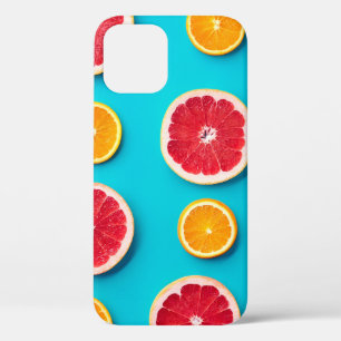 Colorful fruit pattern of fresh orange and grapefr iPhone 12 case