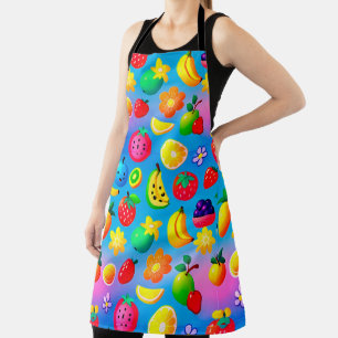Colorful Fruit Pattern Vibrant Tropical Fruits Apron