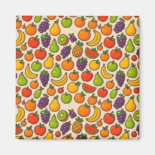 Colorful fruits patterned magnet (Front)