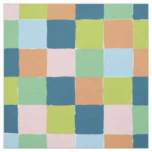 Colorful Fun Checkerboard Blocks Pattern Fabric