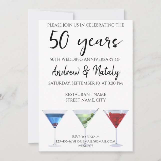 Colorful fun cocktails invitation (Front)