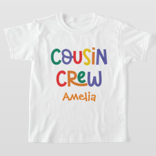 Colorful Fun Cousin Crew Custom Name T-Shirt