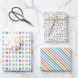 Colorful Fun FA LA LA Holiday Season Text Wrapping Paper Sheet