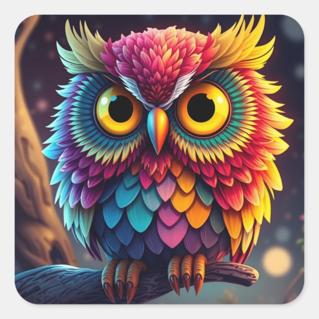 Colorful Fun Owl Stickers (Front)