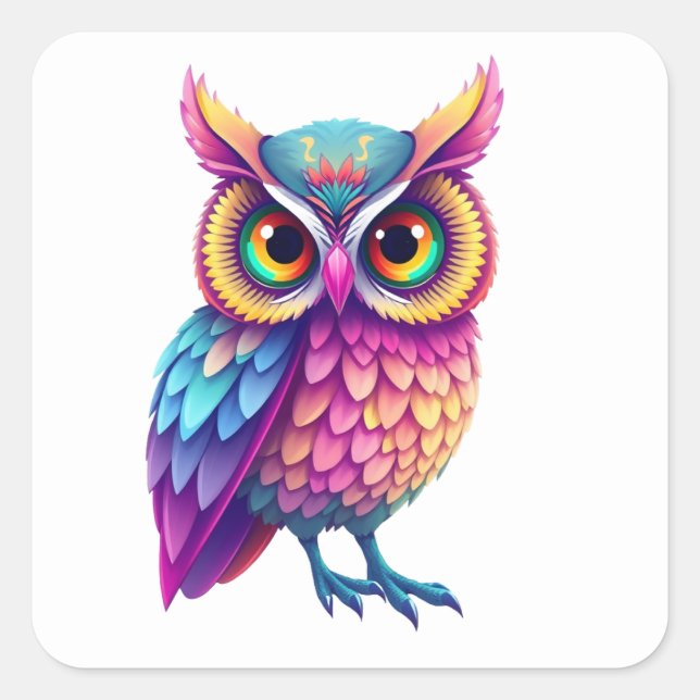 Colorful Fun Owl Stickers (Front)