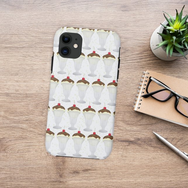 Colorful Fun Whimsical Ice Cream Sundae Custom  Case-Mate iPhone Case (Colorful whimsical ice cream sundae iPhone case with playful summer charm.)