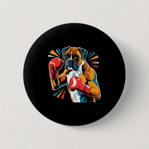 Colorful Funny Boxing Dog Lovers Kickboxing Boxer  6 Cm Round Badge