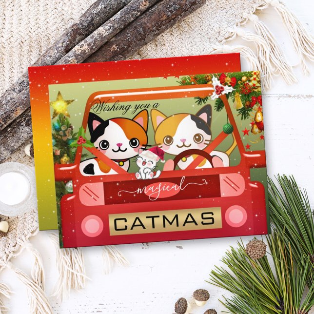 Colorful Funny Cat Catmas New Year Card (Creator Uploaded)