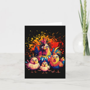 Colorful Funny Chicken Art  Card