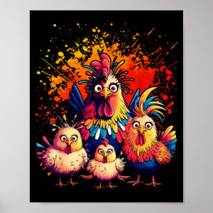 Colorful Funny Chicken Art  Poster