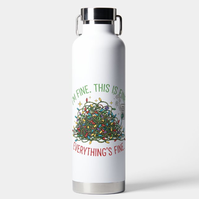 COLORFUL FUNNY HOLIDAY CHRISTMAS SAYING WATER BOTTLE (Front)