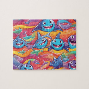 Colorful funny little sharks jigsaw puzzle