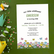 Colorful Funny Little Wildflower 1st Birthday 