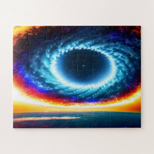 Colorful Galactic Storm Over Fun Planet in Space Jigsaw Puzzle