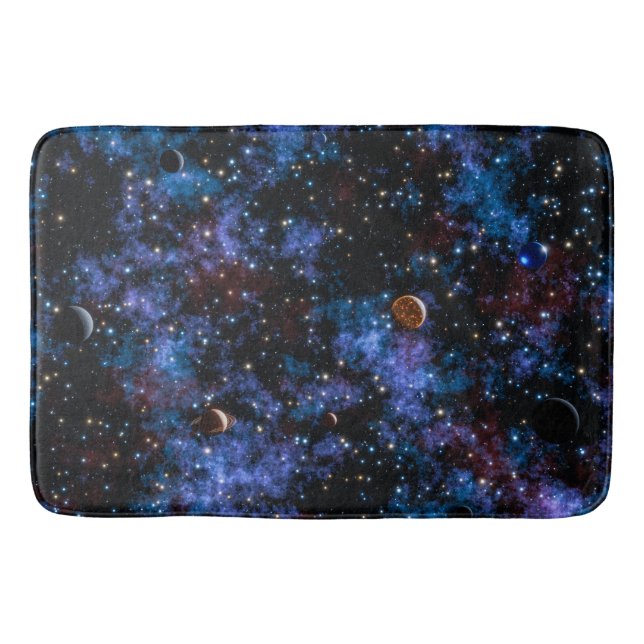 Colorful galaxies, stars and planets bath mat (Front)