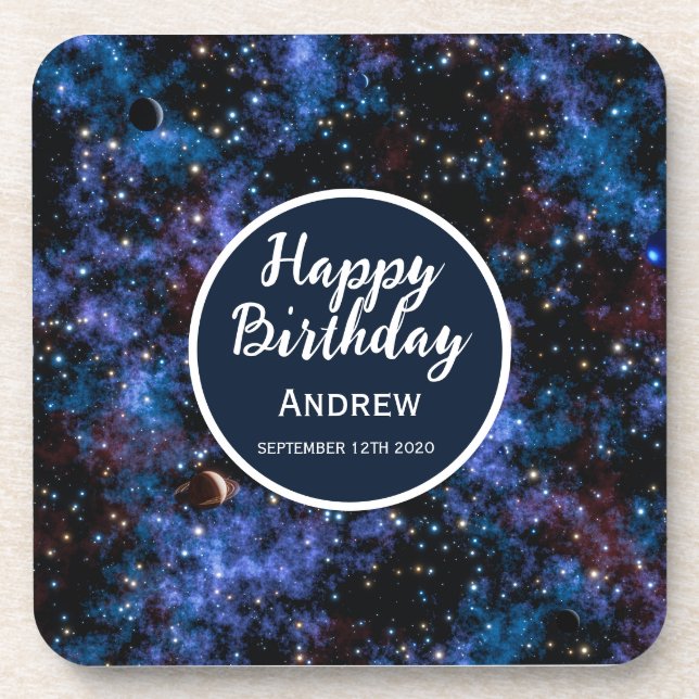 Colorful galaxies, stars and planets coaster (Front)