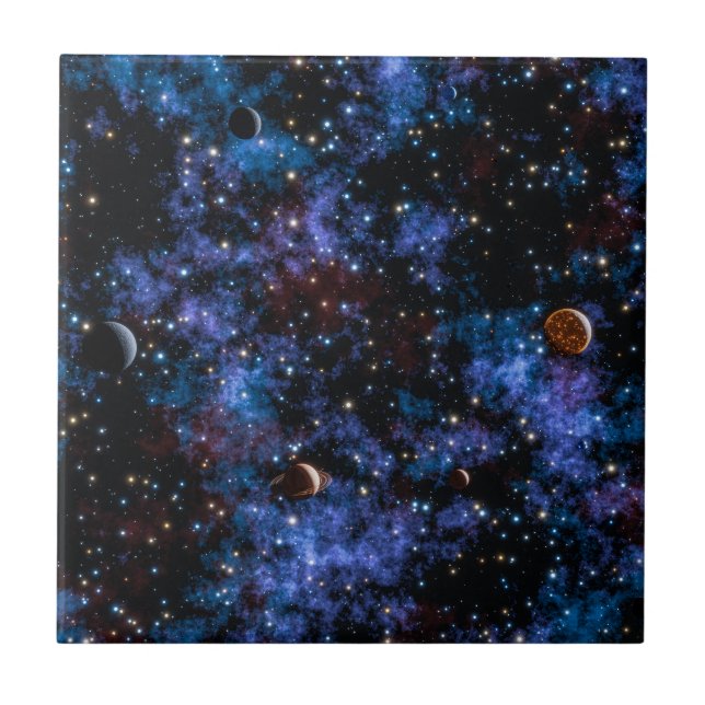 Colorful galaxies, stars and planets tile (Front)