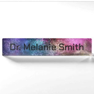 Colorful Galaxy Pattern Nameplate