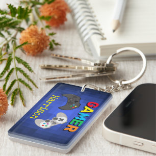 Colorful Gamer Video Game Personalized Key Ring