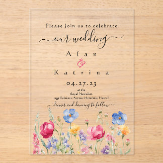 Colorful Garden Boho Wildflower Wedding Invitation