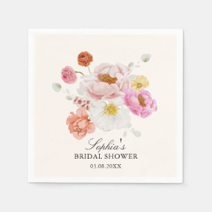 Colorful Garden Flowers Bridal Shower Napkin