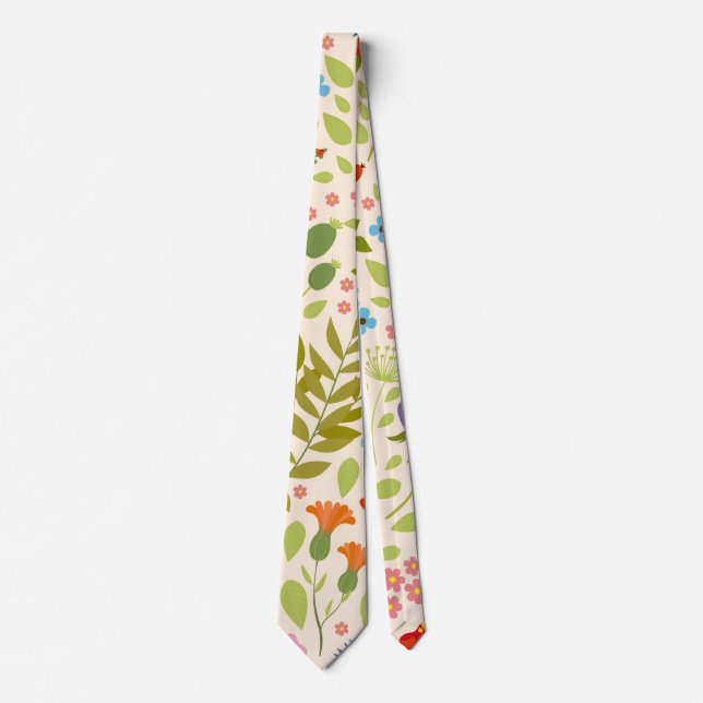 Colorful Garden Flowers Wildflower Spring Meadow  Tie (Front)