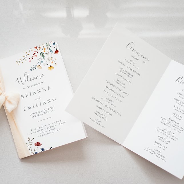 Colorful Garden wildflower Folded Wedding Programme (Creator Uploaded)