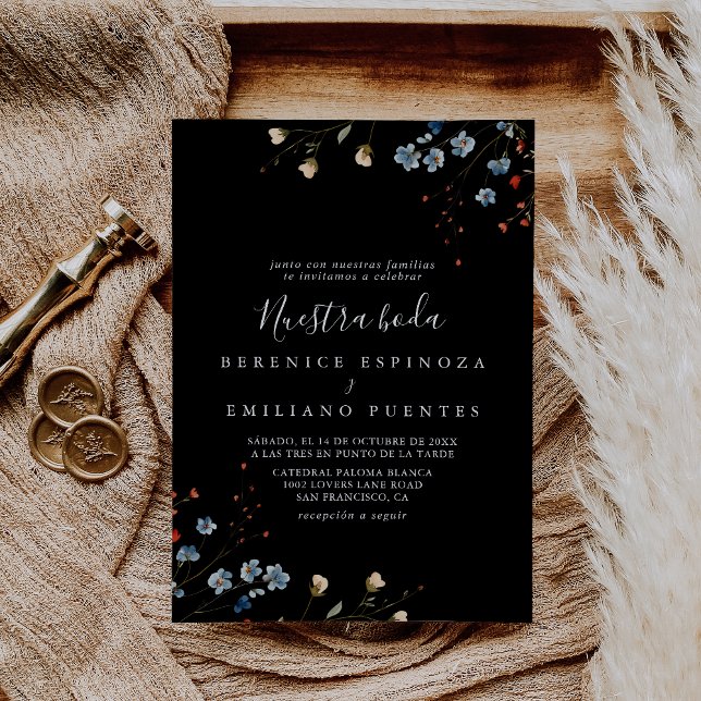 Colorful Garden wildflower Nuestra Boda Wedding Invitation (Creator Uploaded)