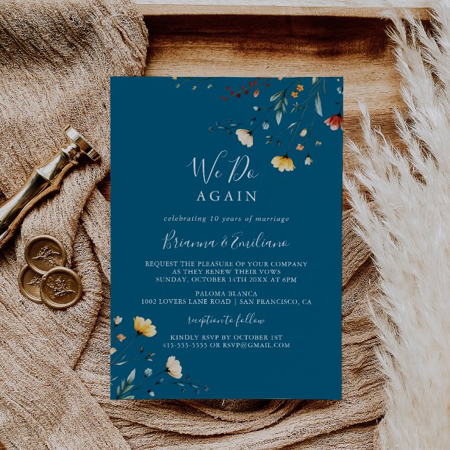 Colorful Garden wildflower We Do Again Vow Renewal Invitation (Creator Uploaded)