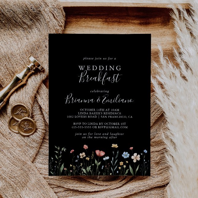 Colorful Garden wildflower Wedding Breakfast Invitation (Creator Uploaded)