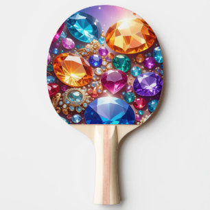 Colorful Gems & Jewels Ping Pong Paddle