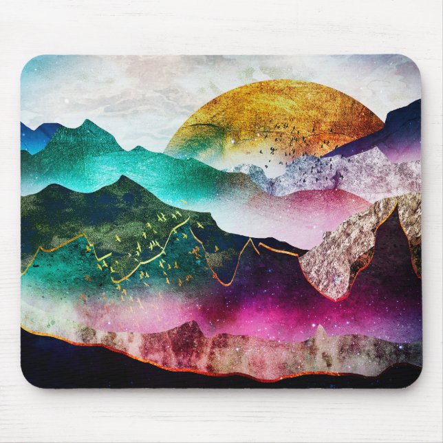 Colorful Gemstone Mountains Mouse Pad (Front)