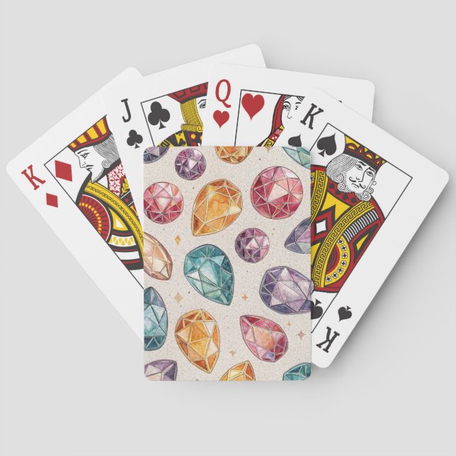 Colorful Gemstone Pattern (1) Playing Cards (Back)