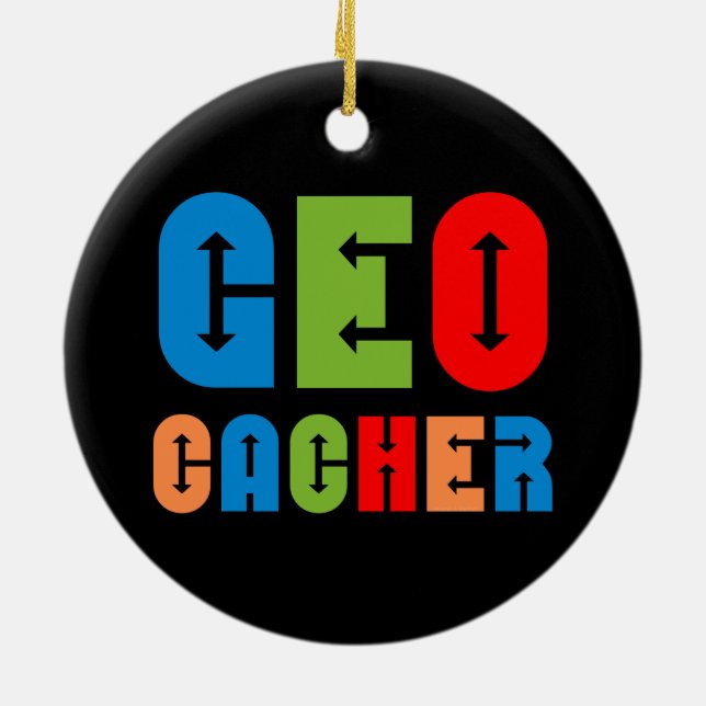 Colorful Geocacher Arrows Ceramic Tree Decoration (Back)