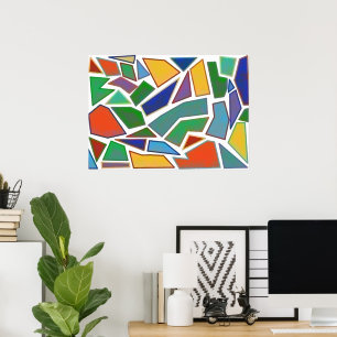 COLORFUL GEOMETRIC ABSTRACT SHAPES ART POSTER