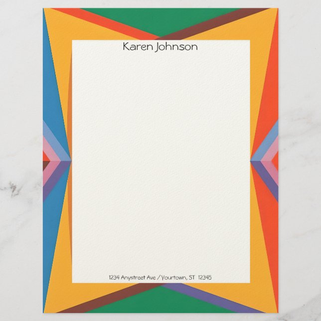 Colorful Geometric Border Stationery Paper Custom Letterhead (Front)