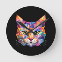 Colorful Geometric Cat Face Low Poly Triangle Art