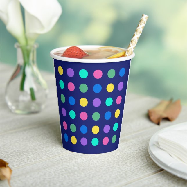 Colorful Geometric Dots Drinkware Design -  Paper Cups (Insitu)